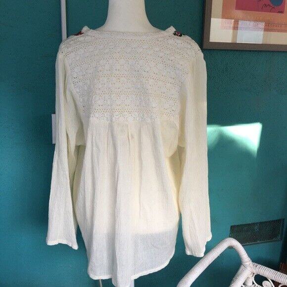 NWT BLUE HIPPY BOHEME $173 OAXACAN FESTIVAL EMBROIDERED GAUZE TUNIC BLOUSE M/L - Picture 8 of 12